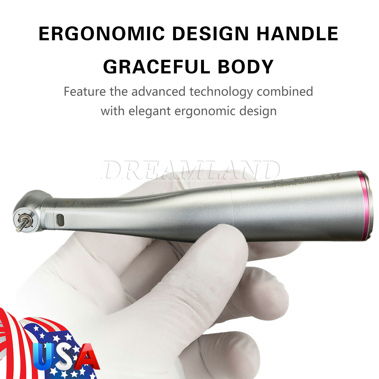Dental 1:5 Fibre Optic Increasing Inner Channel Contra Angle Handpiece