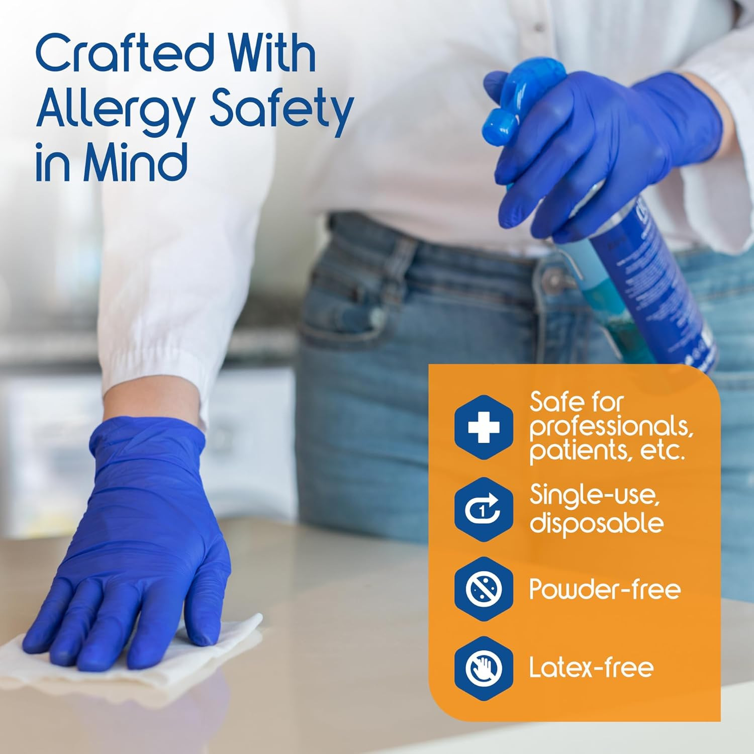 Cobalt Blue Nitrile Disposable Gloves 4.5 Nitrile Safety Medical FREE SHIPPING