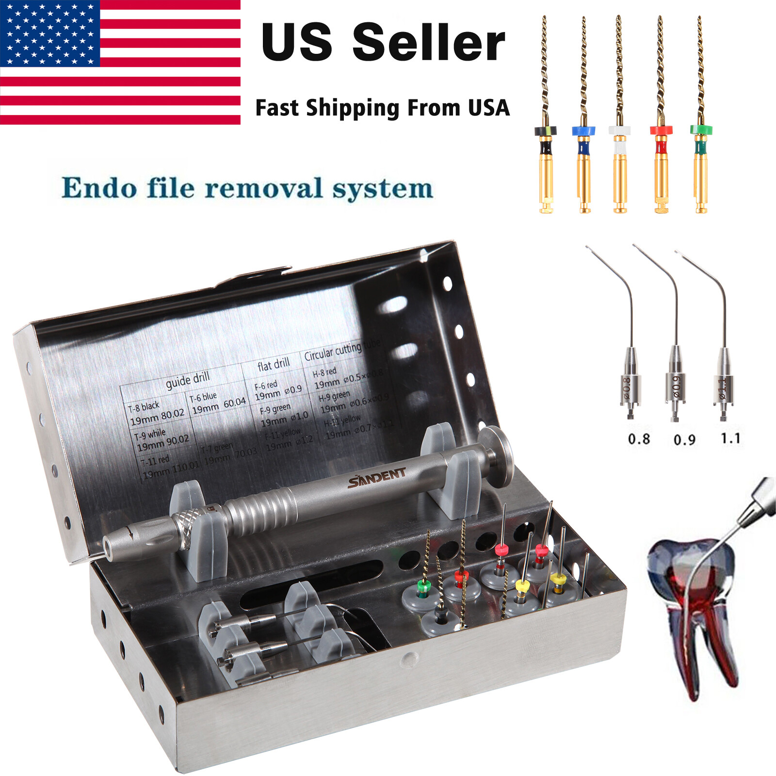 Dental Root Canal File Extractor Endo Broken File Removal System Holder Tools US