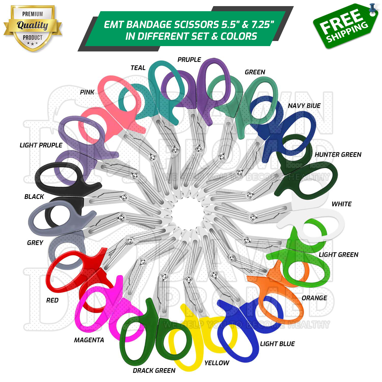 Paramedic EMT Trauma Shears Nurse Scissors Set Assorted Colors German Grade