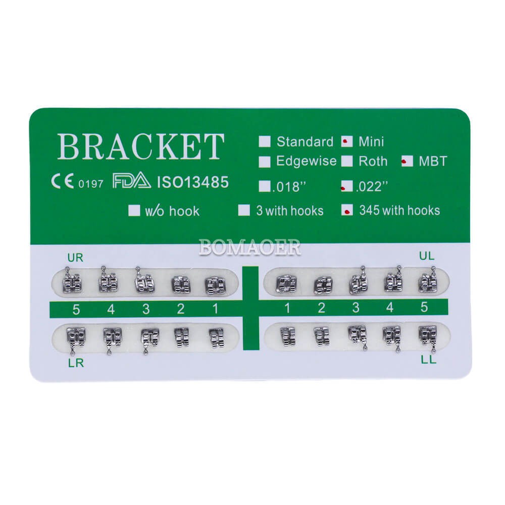 1-100×Dental Monoblock Metal Bracket Brace Mini MBT 022 345 Hooks 20Pcs/kit