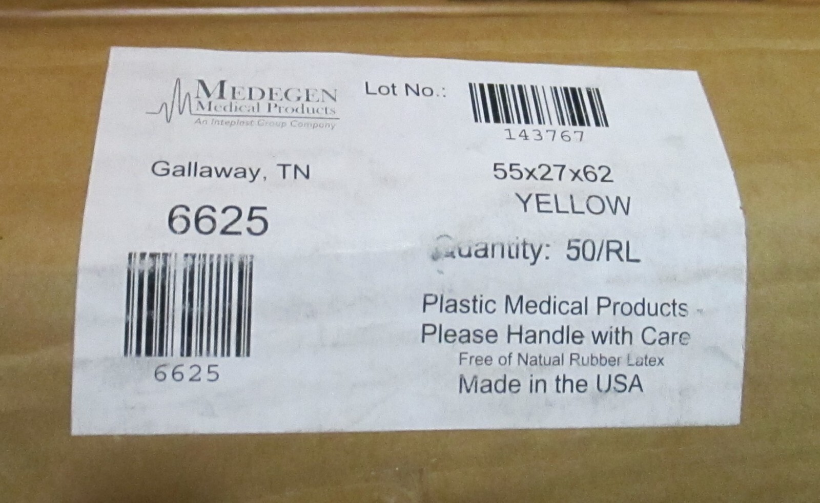 Medegen Medical MAI 6625 Cart Cover 55x27x62 in. 50/Roll Yellow Dust Cover