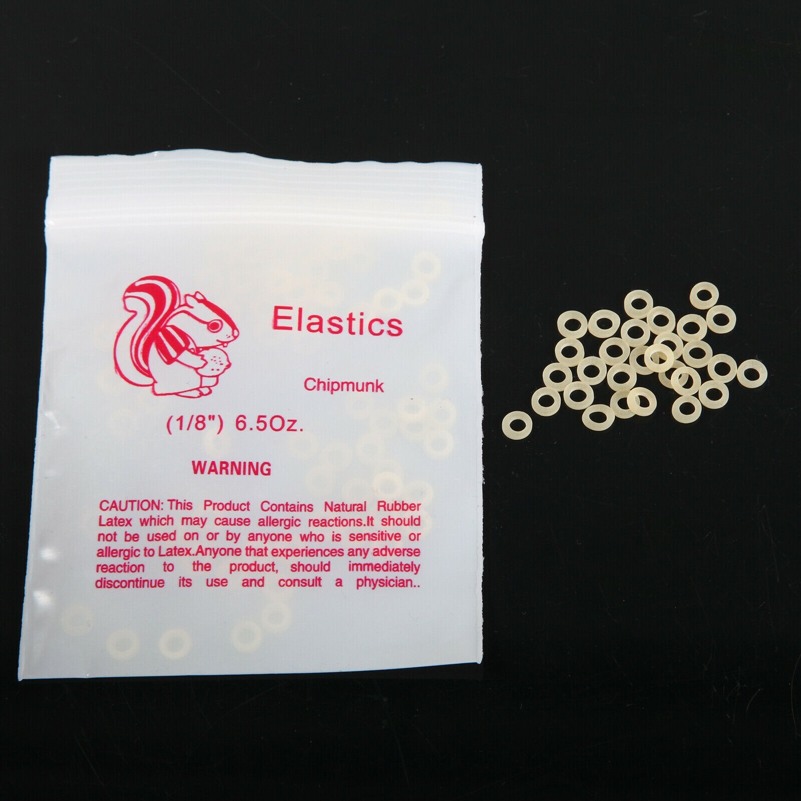 100 pcs/1 bag Dental Orthodontic Rubber Bands Elastics Latex Braces 6.5 OZ,1/8″