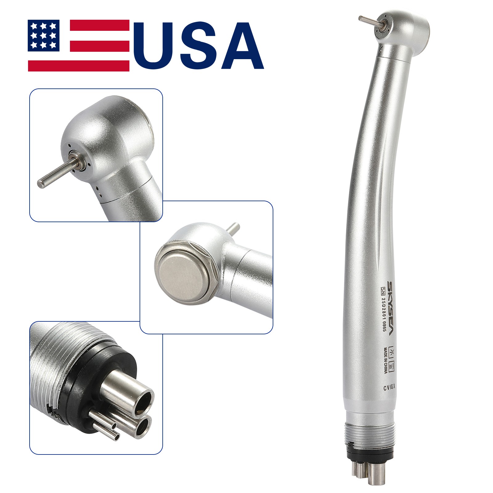 1-10Pcs Dental Pana Air High Speed Handpiece Push Button Large Head 4 Hole dt