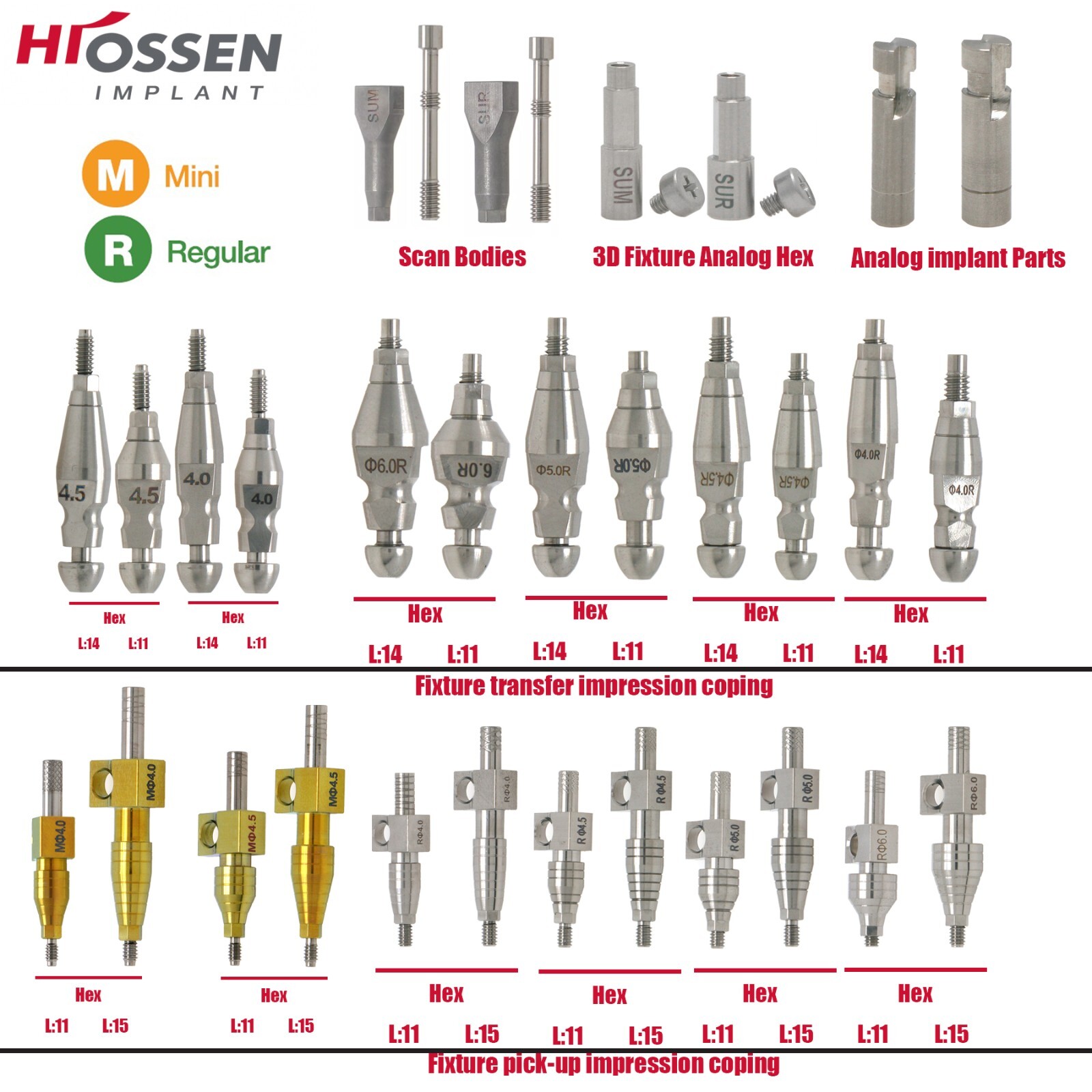 Fits Osstem Hiossen Dental Locator /Healing Abutments M/R Impression Lab Analog