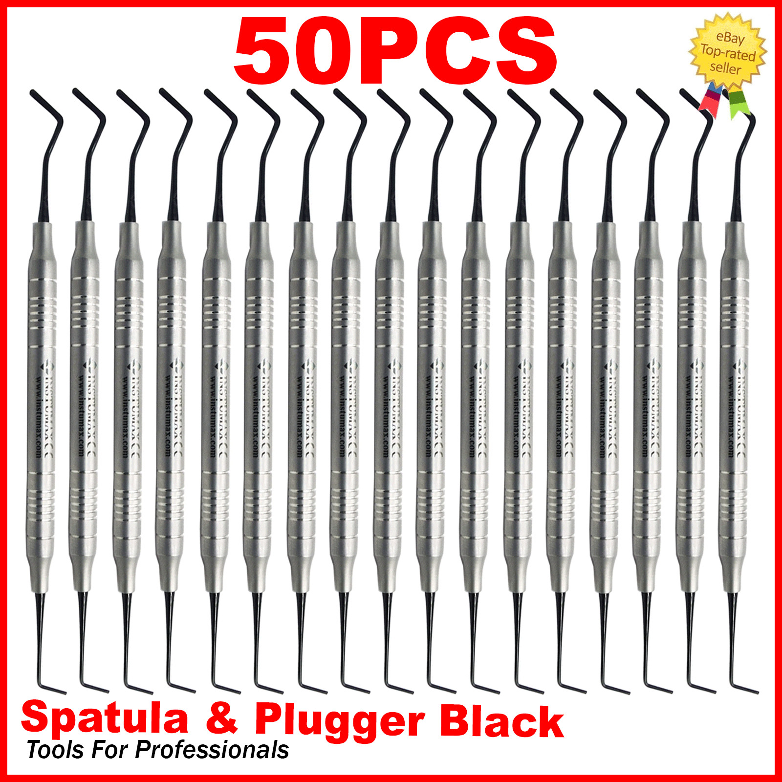 Dental Composite Filling Instruments Spatula & Plugger Titanium Black Tips X50
