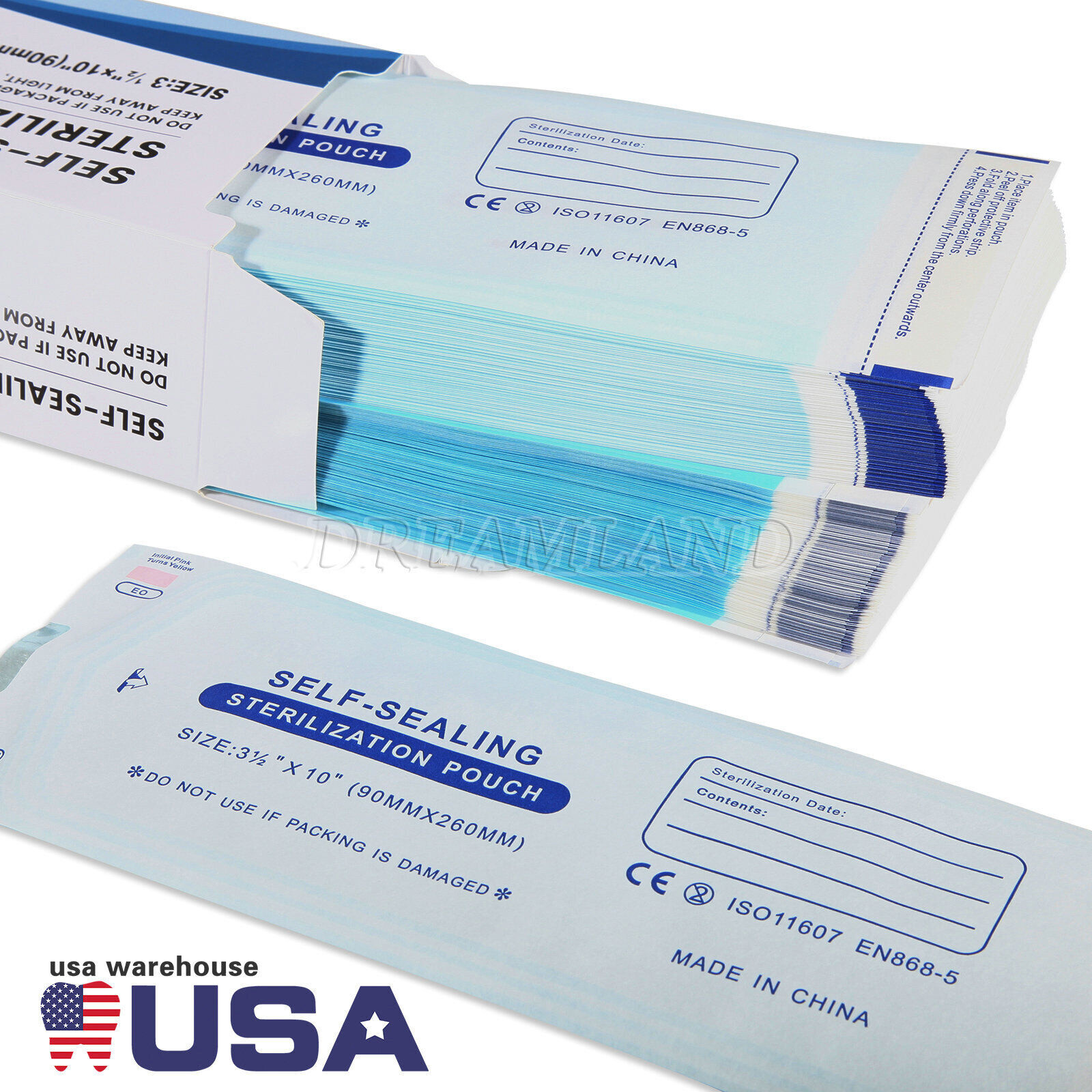 Sterilization Pouches- 3.5 ” x 10 ” Dental Self Seal Pouch Bag 200 Bags