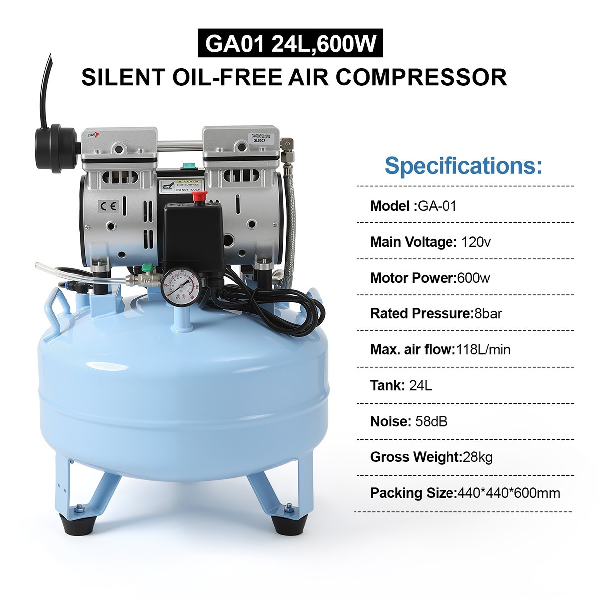 Dental Electric Suction Machine Vacuum System/Air Compressor Silent Oil-Free