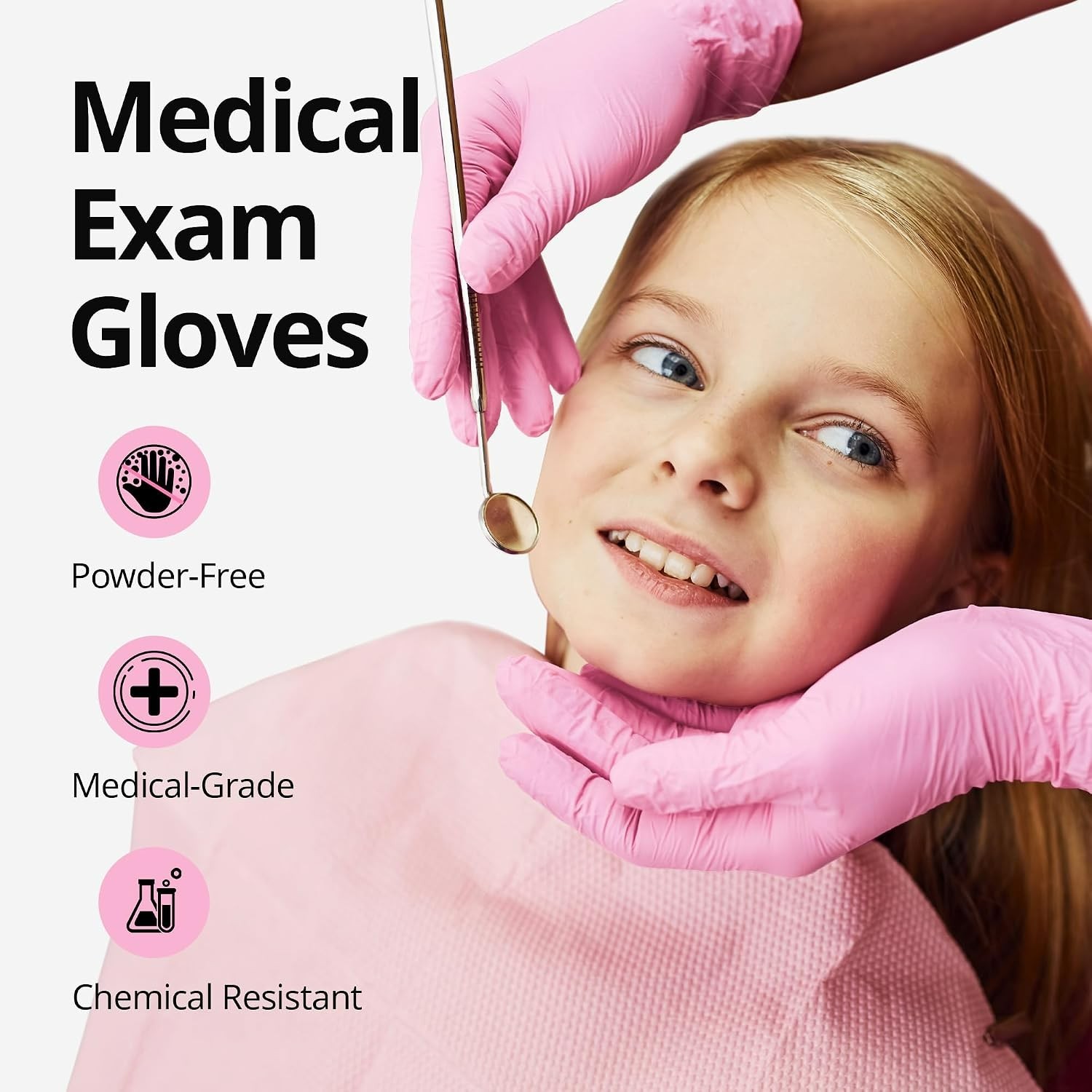 Lightweight Pink Disposable Nitrile Gloves – 3-mil, Waterproof, 100-Count Pack