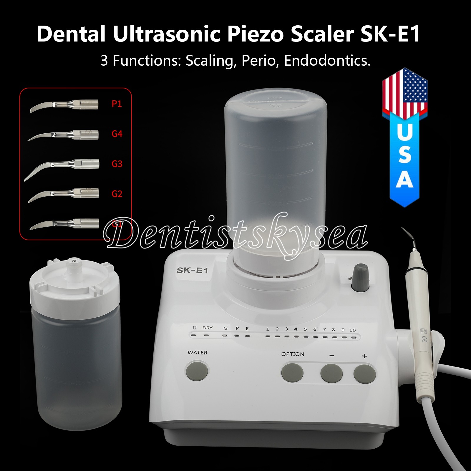 Dental Ultrasonic Piezo Scaler 5 Tips 2 Bottles Handpiece Fit EMS Woodpecker