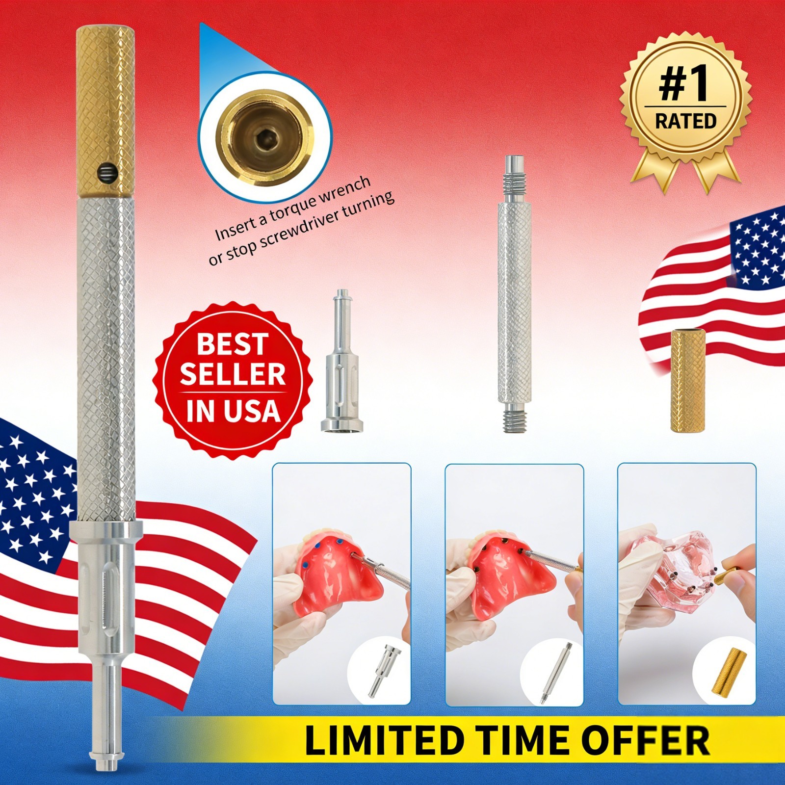 Locator Core Tool & Overdenture Retention Replacement Caps Insert 0.8/1.2/2.4lbs