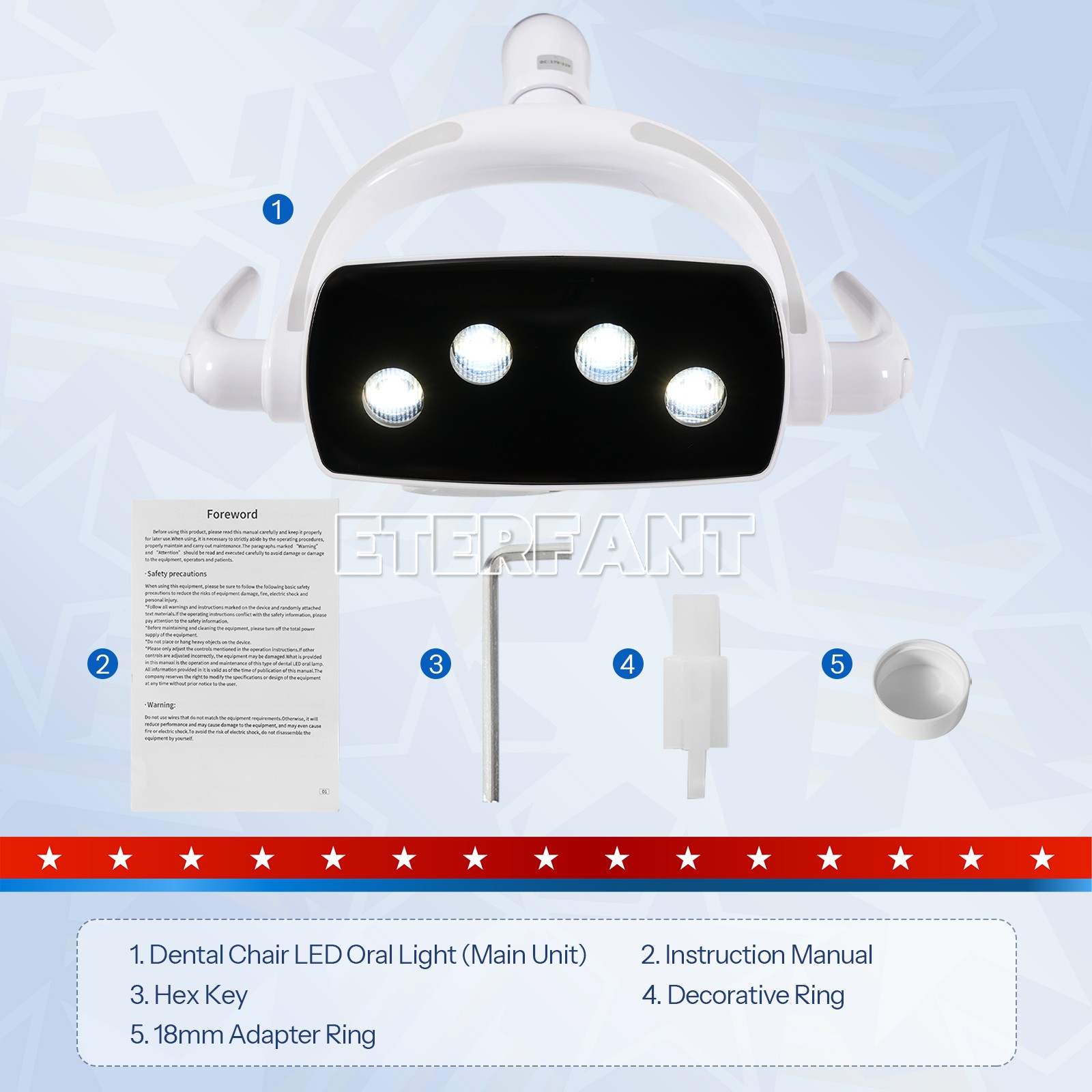 6W 4Bulb Single/Dual Color Dental Touch Dimmable LED Exam Light for Dental Chair