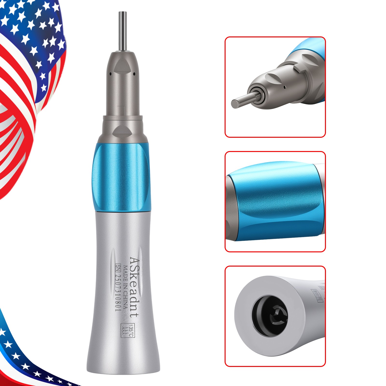 Dental Inner Spray Low Speed Straight Handpiece 1:1 Nosecone Straight