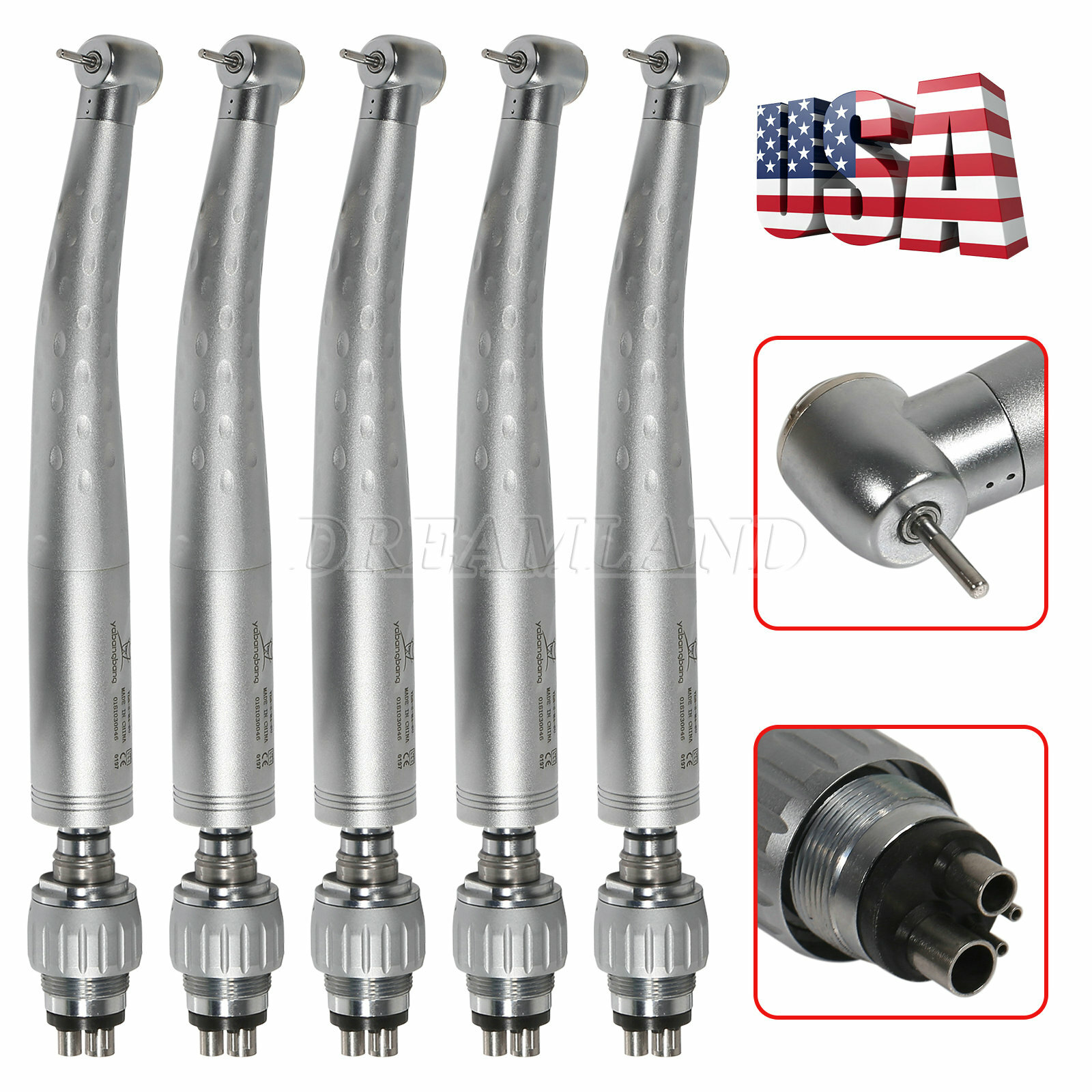 USPS 5 Yabang Dental High Speed Handpiece with 4 Holes Quick Coupler Swivel