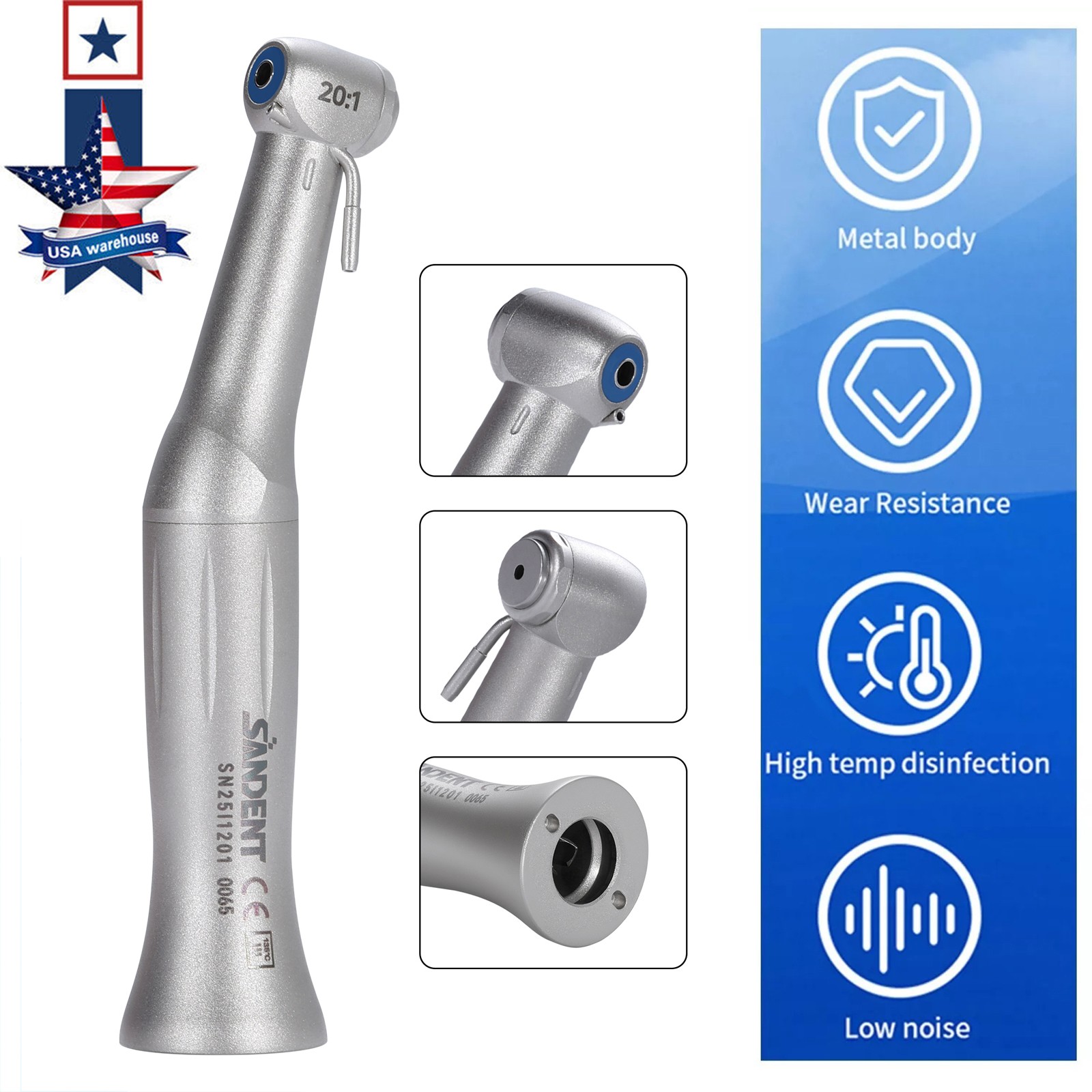 Dental Surgery 20:1 Implant Low Speed LED/ Contra Angle Handpiece