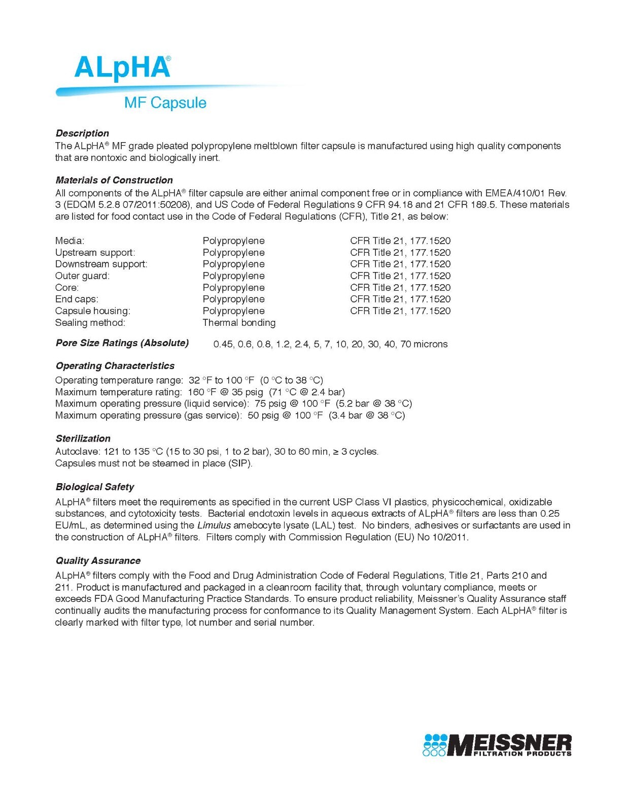 CFMN30-44A, Capsule Filter