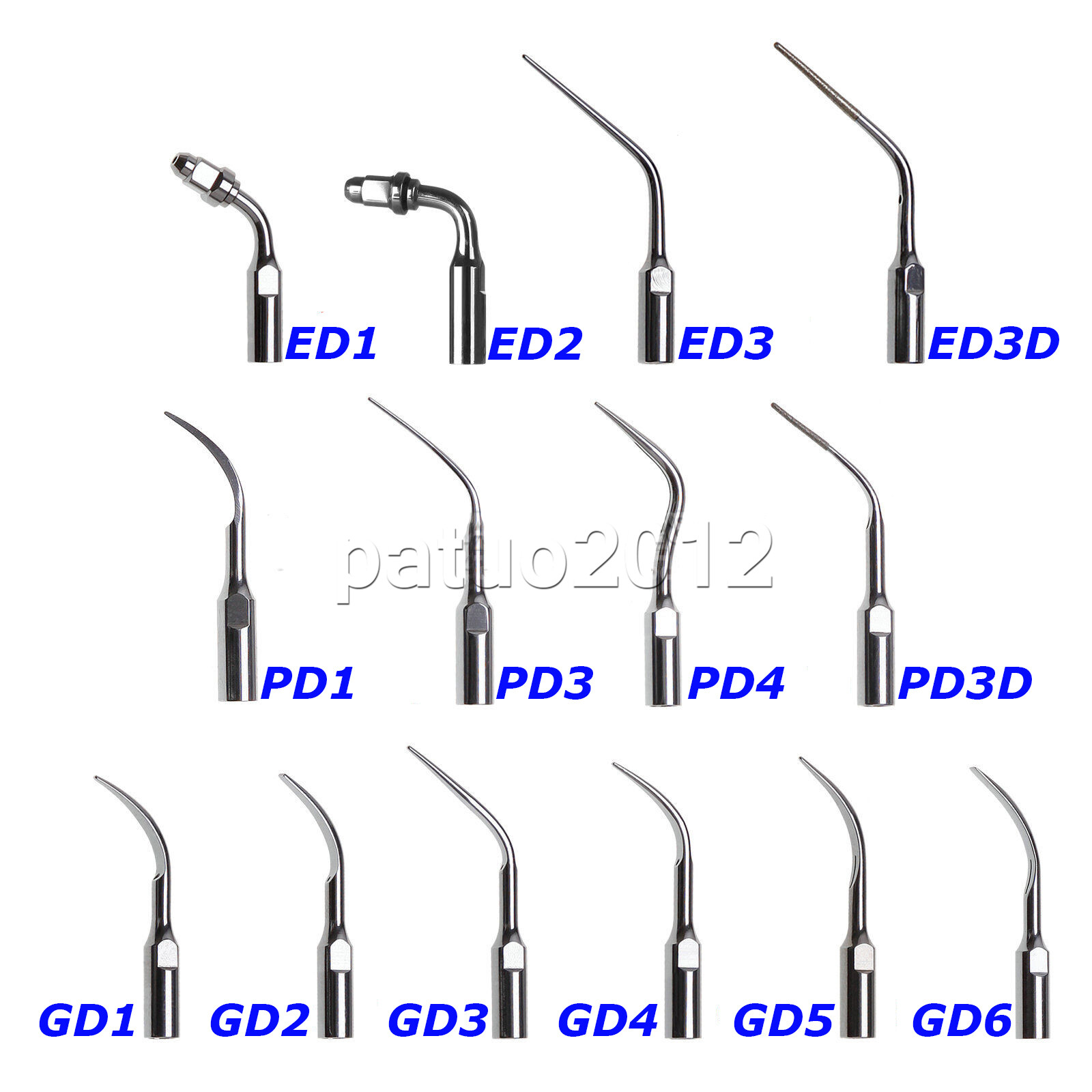 14 Type Dental GD/PD/ED Ultrasonic Scaler Scaling Endo Perio Tip Fit DTE/SATELEC