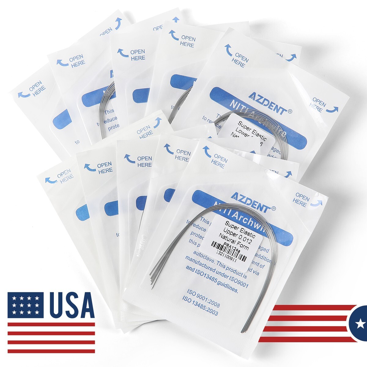 10pcs AZDENT Dental Ortho Arch Wire Super Elastic NiTi Ovoid Round Rectangular