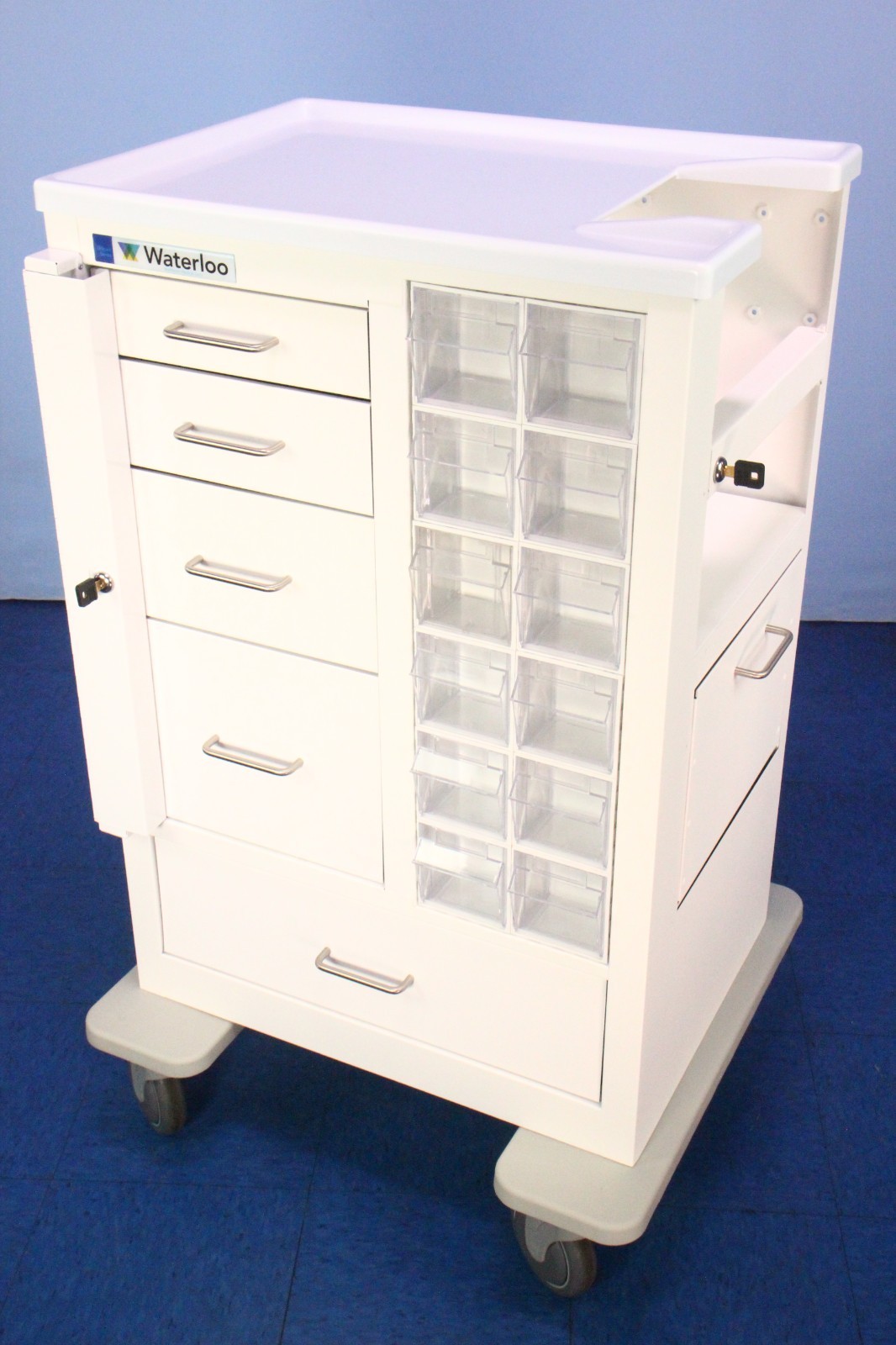 Waterloo Tall Phlebotomy Medical Crash Supplies Cart with Dual Lock Option! NEW!