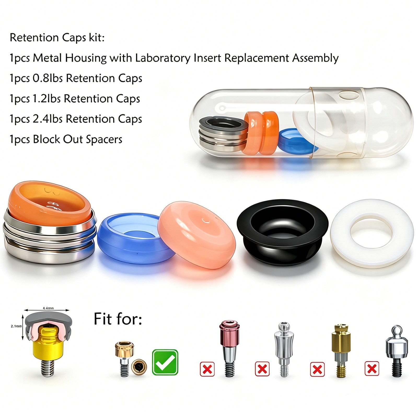 Dental Overdenture Zest Locator Abutment Male Cap for HIOSSEN Osstem M/R Platfor