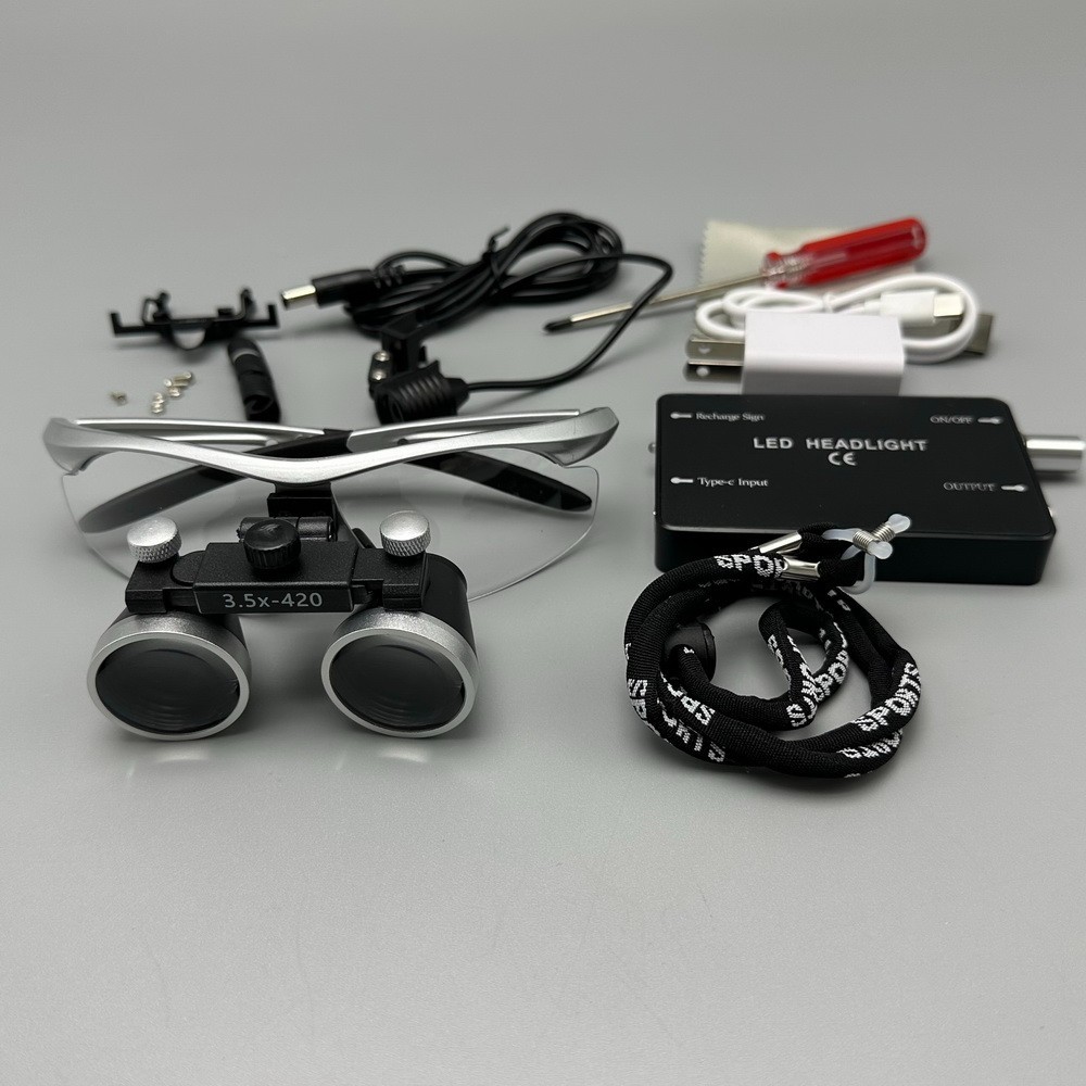 3.5X US Plug Dental Binocular Loupe Medical Operating Surgery Magnifier Silver