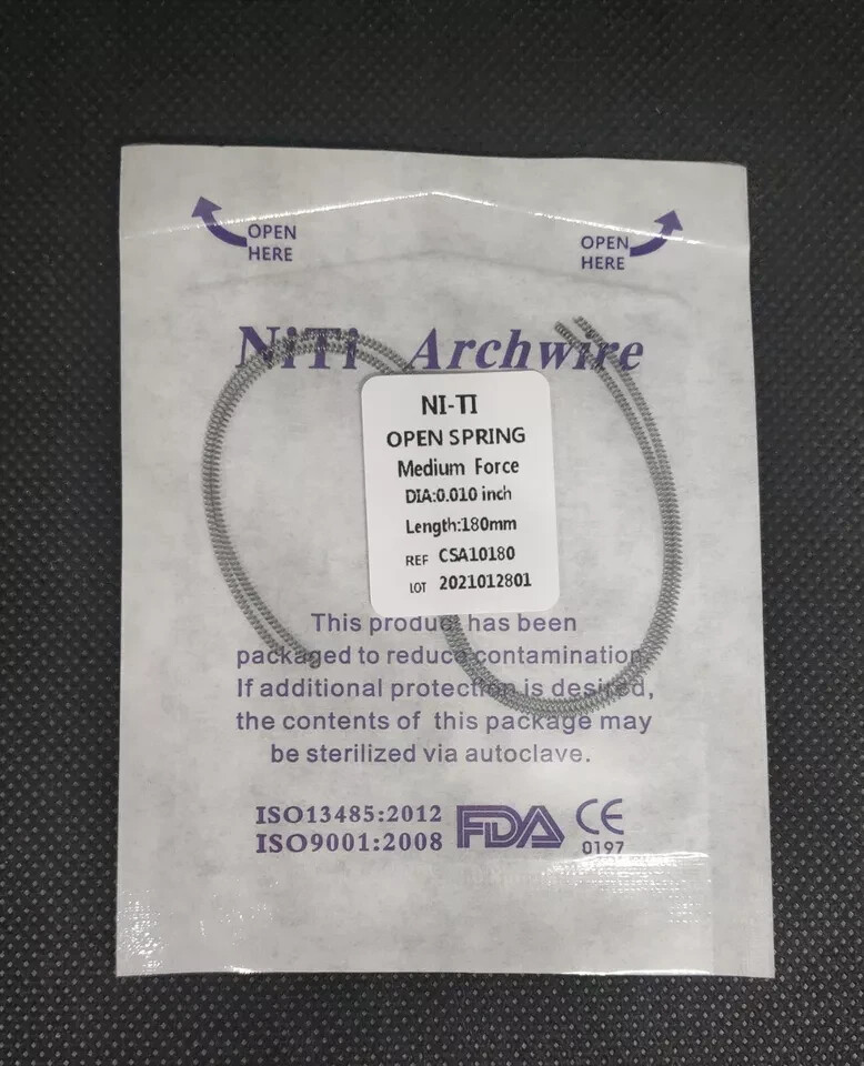100Packs Dental Orthodontic Open Coil Spring NiTi Alloy 0.010*180mm Medium Force