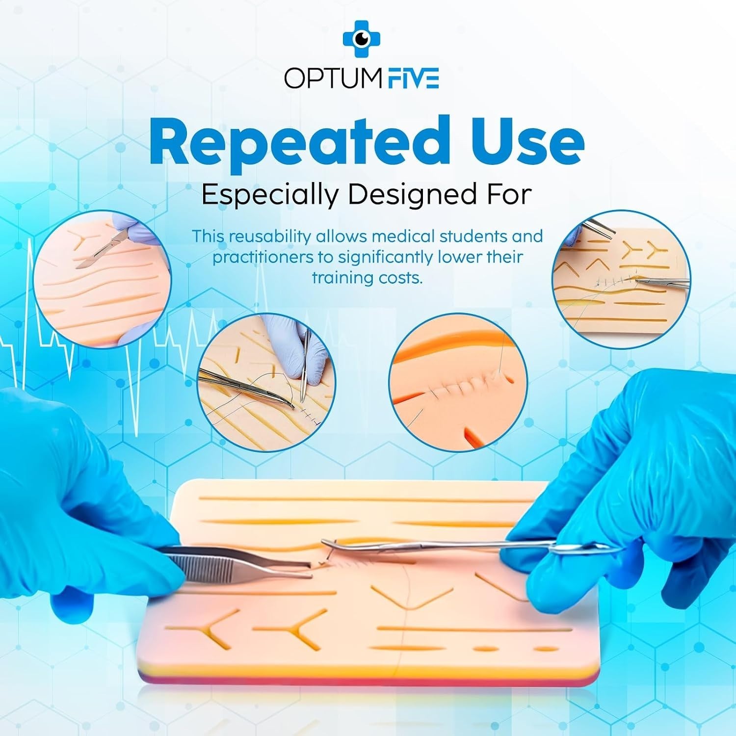 Comprehensive Suture Training Set with 14 Pre-Cut Wounds for Realistic Practice
