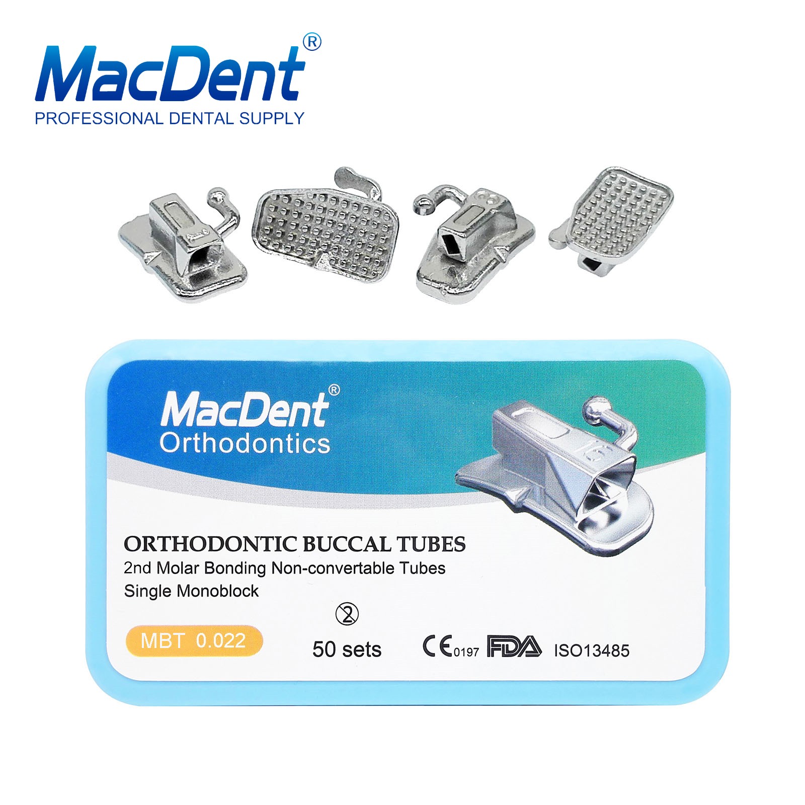 MacDent Dental Orthodontic Buccal Tubes 1st 2nd Molar Tube Roth MBT 022 Bondable