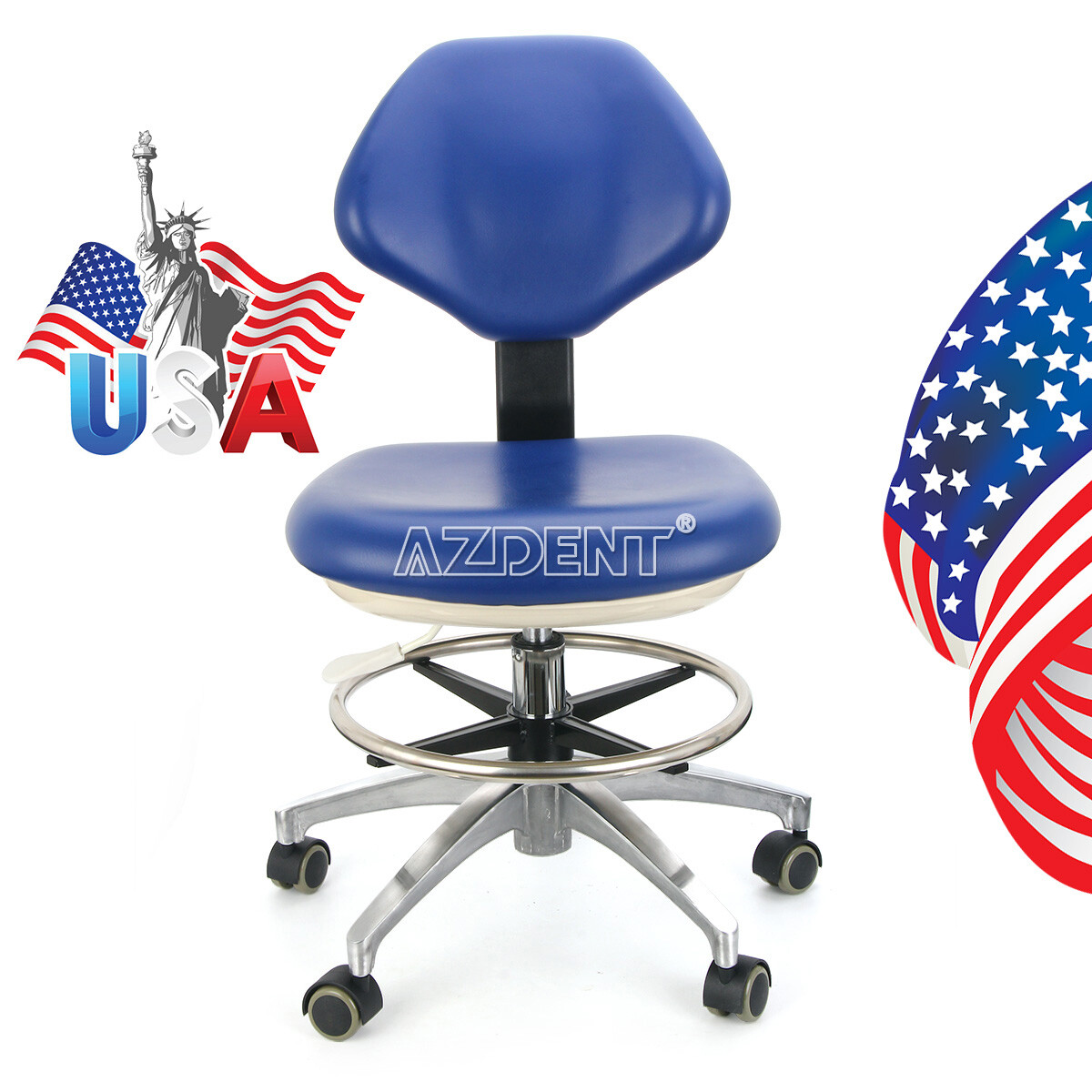 US Adjustable Stool Doctor Chair Hydraulic Rolling for Dental Massage Salon Spa