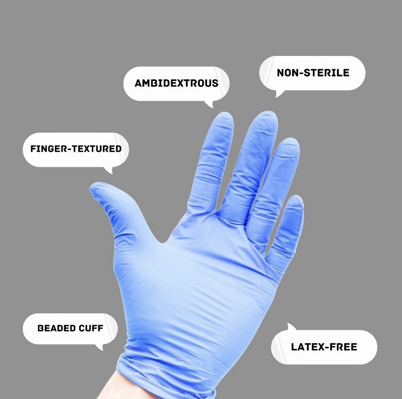 400-Nitrile Disposable Gloves 5 mil Powder-Free Textured Grip Non-Sterile XLarge