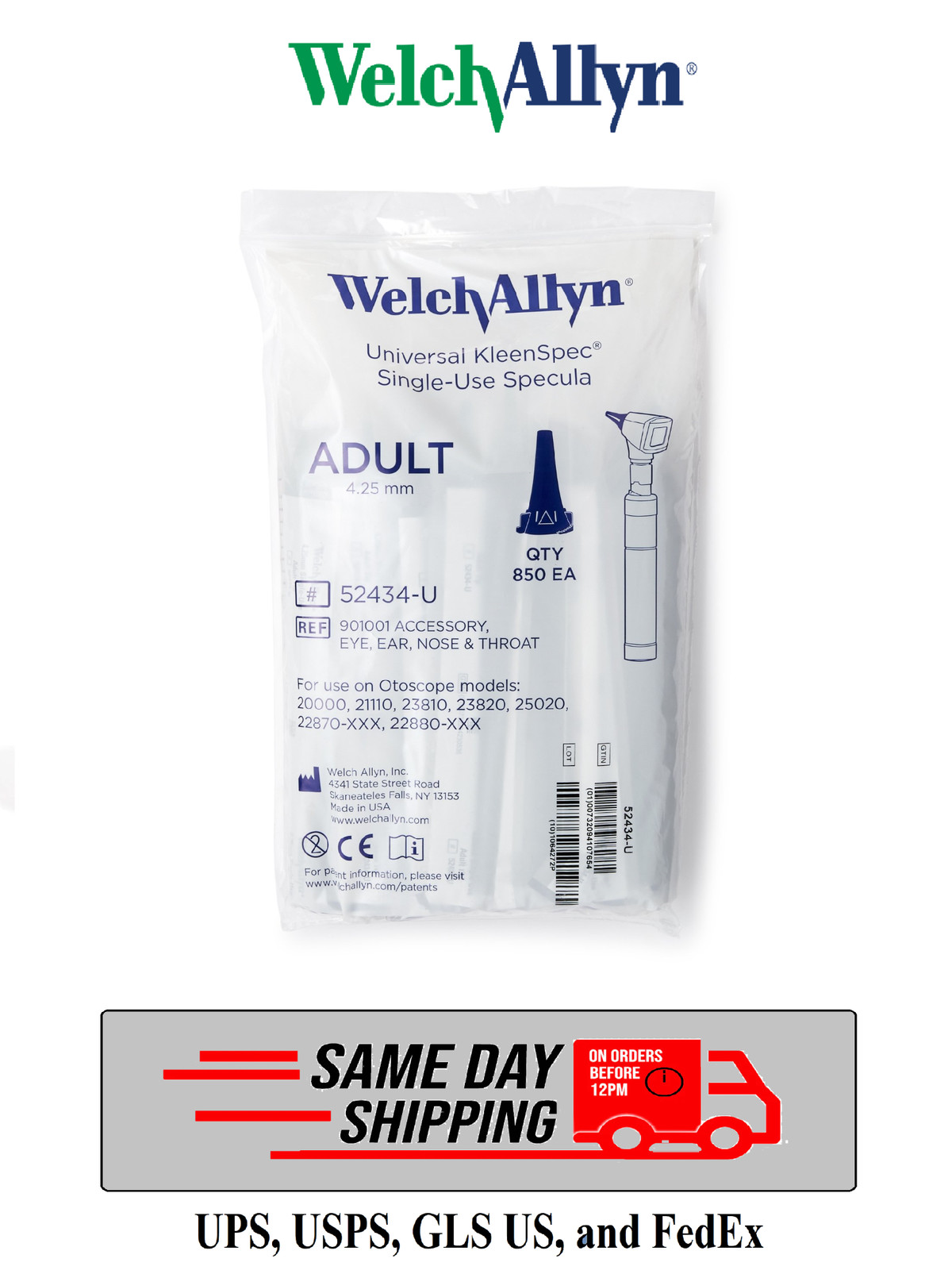 Welch Allyn Universal KleenSpec Covers, 4.25mm , #52434-U – Pack of 850