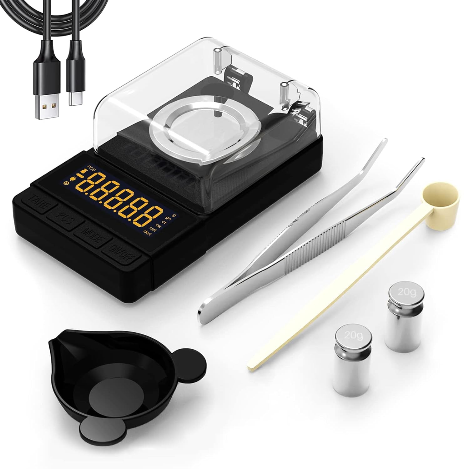 Digital Milligram Scale 50G/0.001G, Compact Mg Scale with 20G Calibration