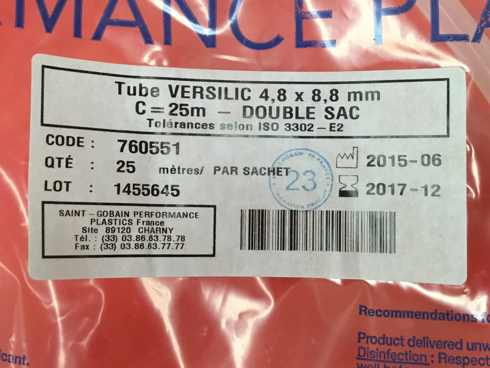 Saint-Gobain – Versilic Silicone Tubing – 25 Meters – 4.8mm – 8.8mm – NEW