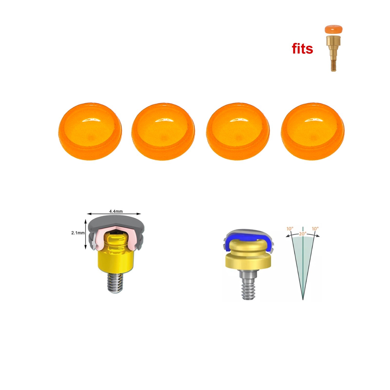 Dental Overdenture Locator Implant Male Cap Retention Inserts Kit PEEK Core Tool