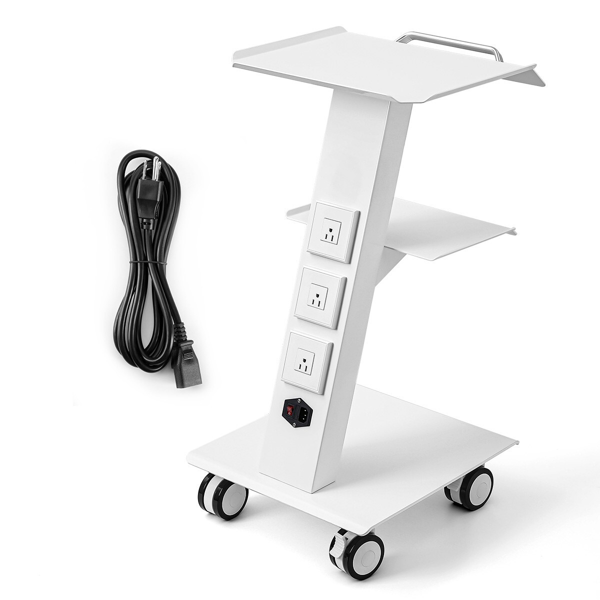 Dental Medical Cart Mobile Instrument Cart Trolley three layers Built-in Socket