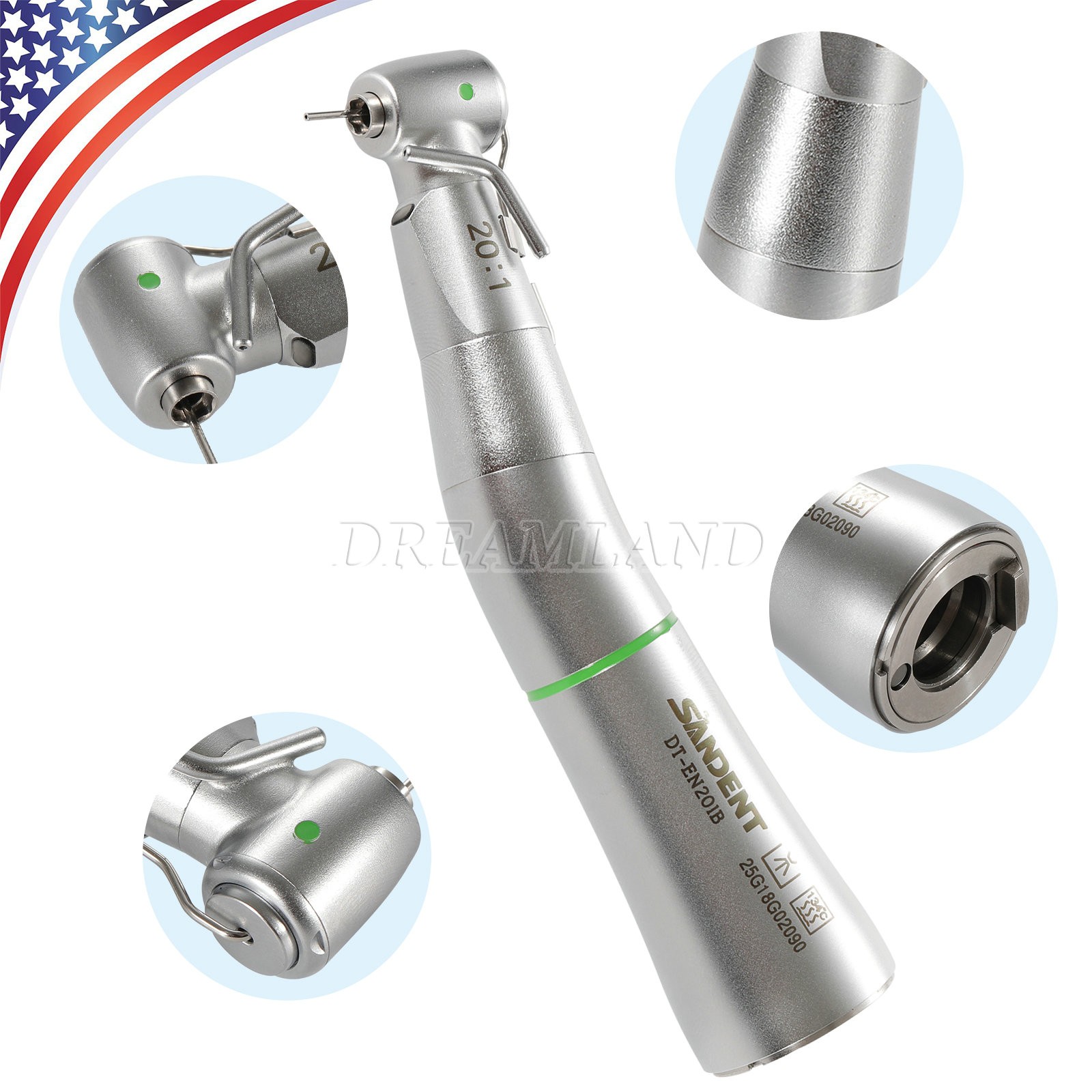 LED Fiber Optic 20:1 Detachable 75N Dental 20:1 Reduction Implant Handpiece