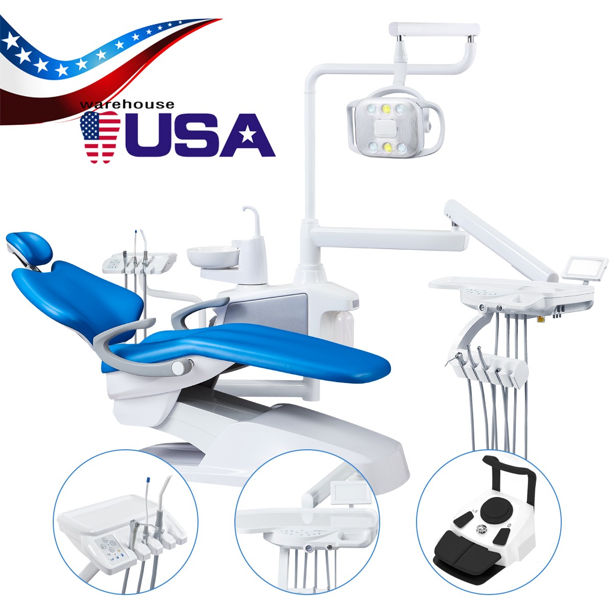 FDA Dental Unit Chair Computer Controlled DC Motor Functional Foot Pedal