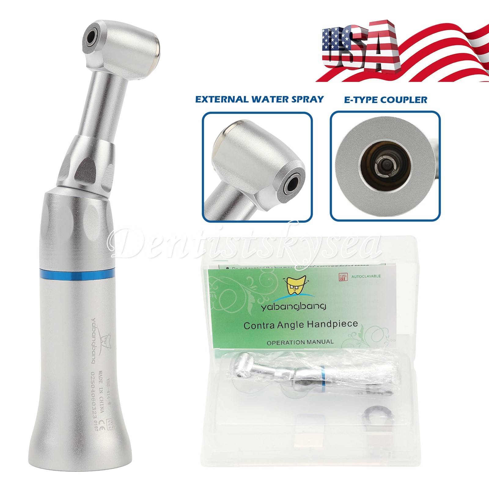 Low Slow Speed Contra Angle Handpiece Push Button E-type USA YAD Dental