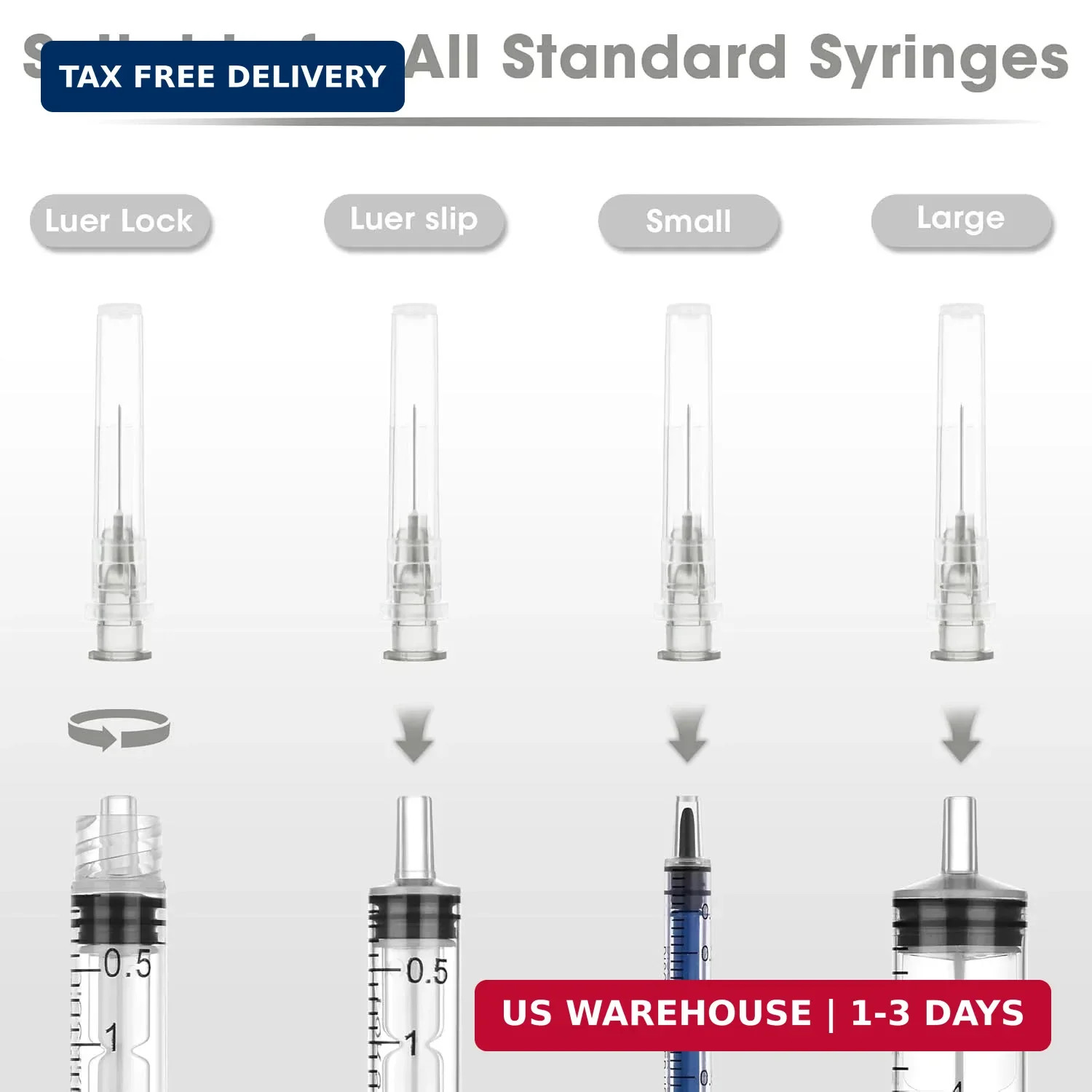 27 Gauge 1/2 Inch Disposable Needles with Caps – Luer Lock Lab Dispensing Access