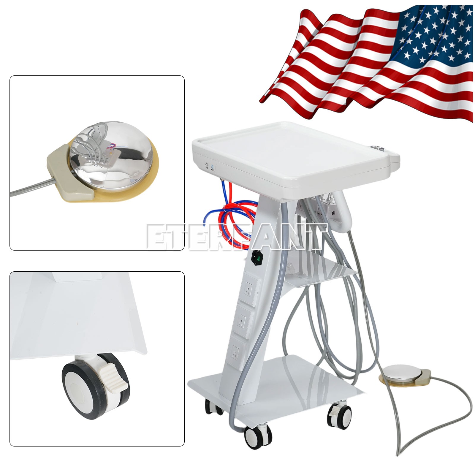 Dental Mobile Unit w/Air Compressor Curing Light Scaler/Delivery Unit w/Socket