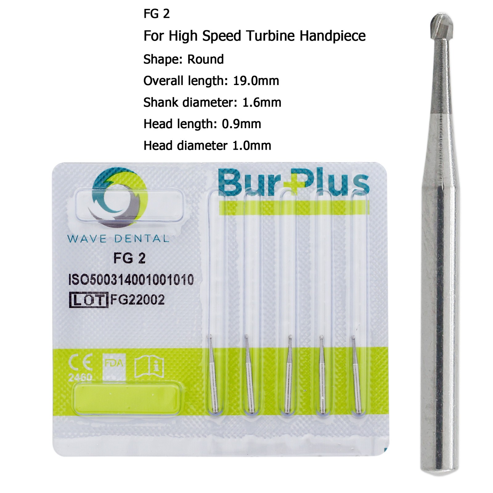 Wave Dental Round Carbide Burs High Speed Bur FG 1/4 2 4 6 8 Friction Grip Prima