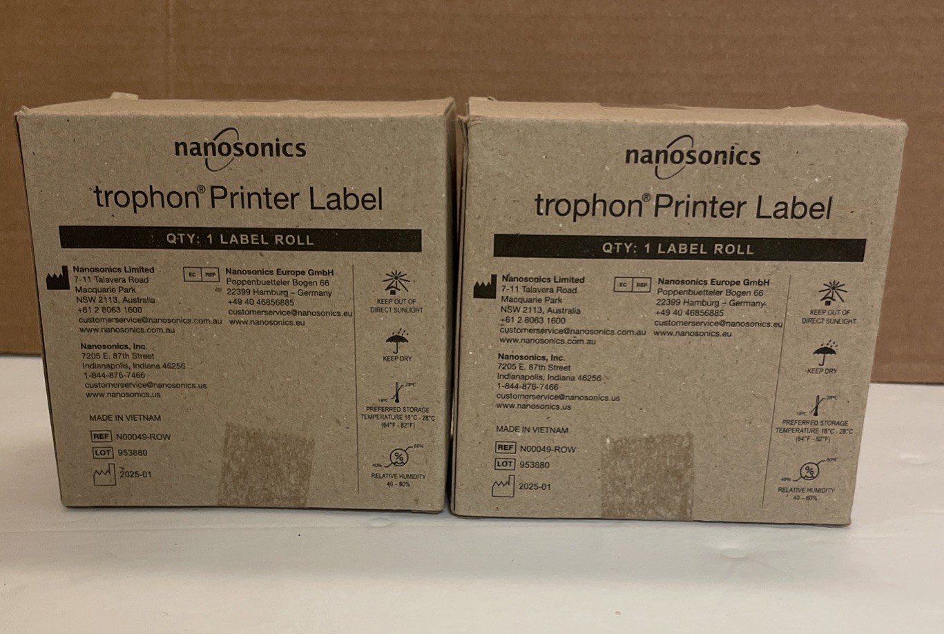 Lot of 2 Nanosonics Trophon Direct Thermal Printer Label Roll – N00049