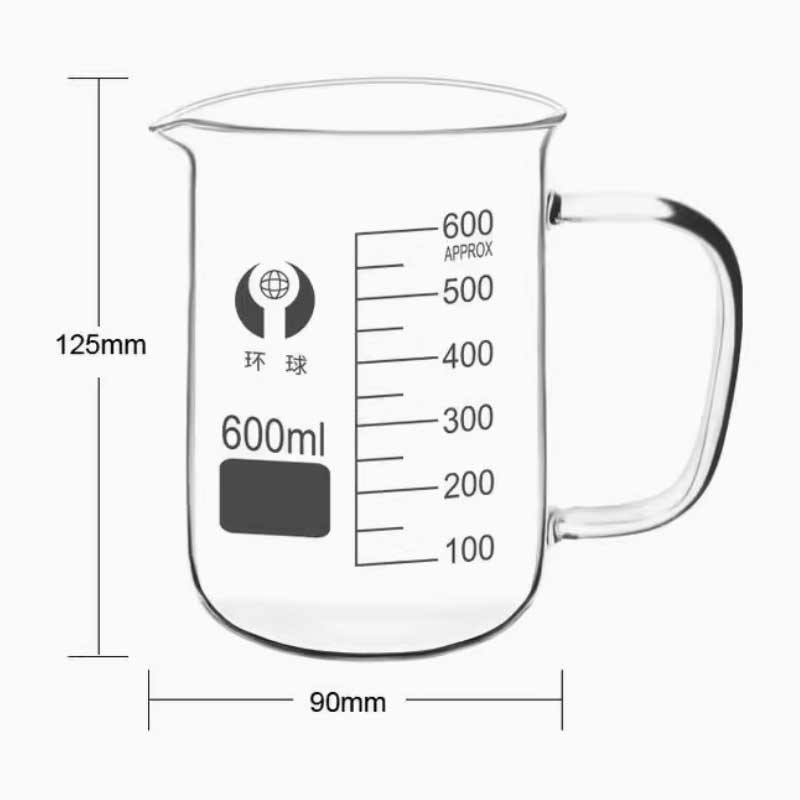 600ml Borosilicate Glass Beaker with Handle Glassware Beakers Laboratory Supply