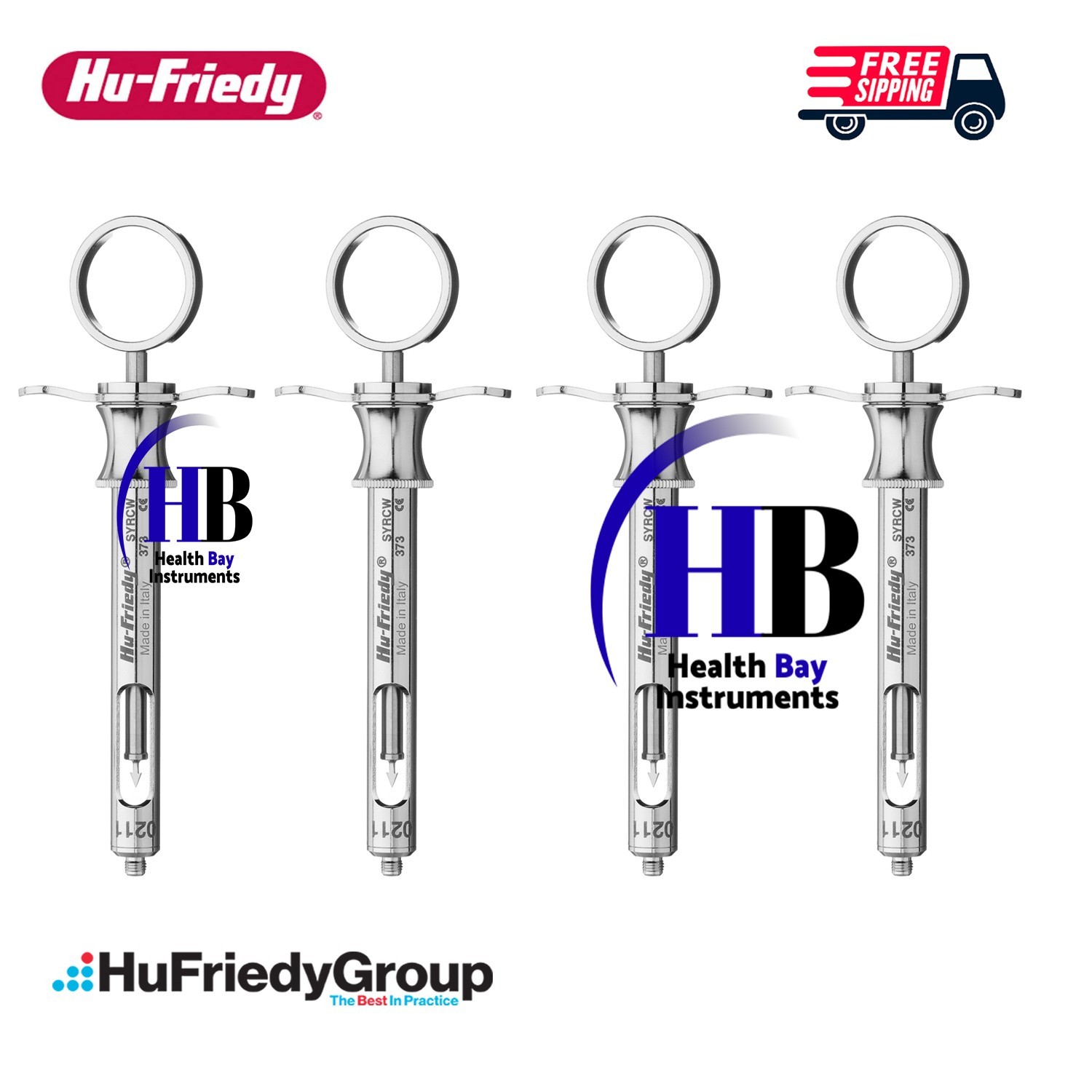 Hu-Friedy SYRCW 1.8ml Aspirating Anesthetic Dental Syringe Set Of 3 Pcs