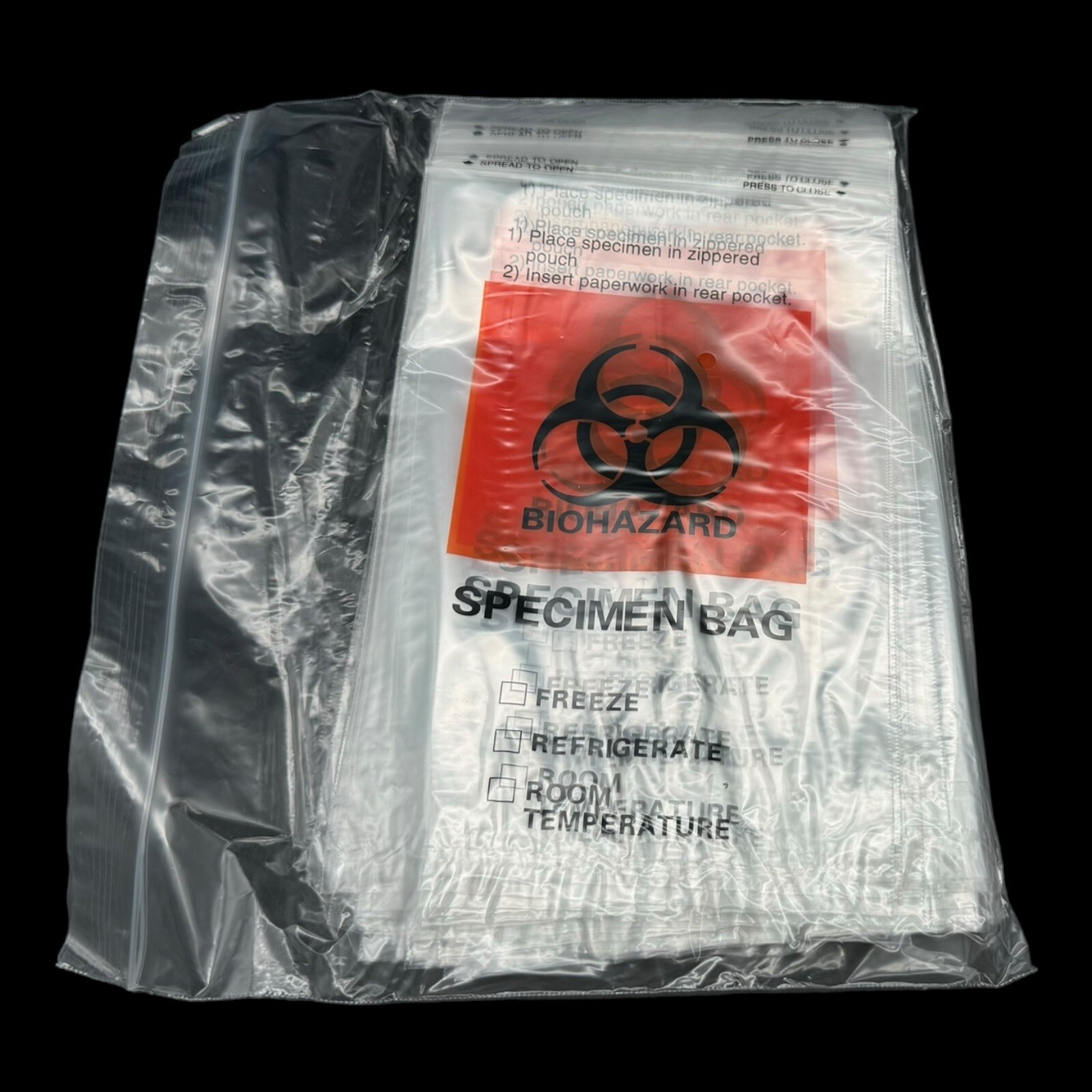BIOHAZARD BAGS – 1000/Case – 6×9 ECONO-ZIP SPECIMEN TRANSPORT – CLEAR