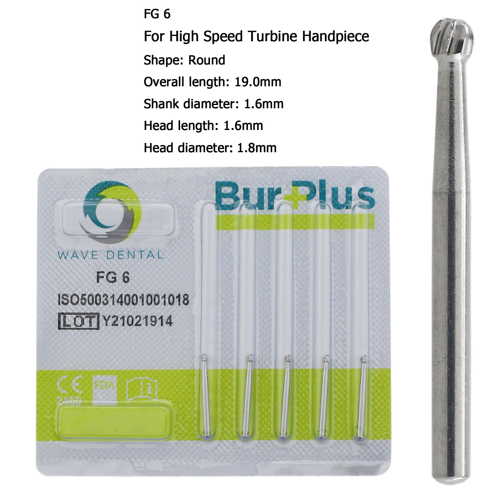 Wave Dental Round Carbide Burs High Speed Bur FG 1/4 2 4 6 8 Friction Grip Prima