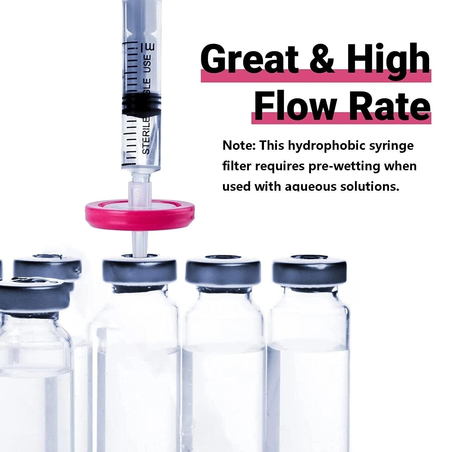 1000Pcs Sterile Lab PTFE Syringe Filter 0.22μm 25mm Micron PTFE Hydrophobic New