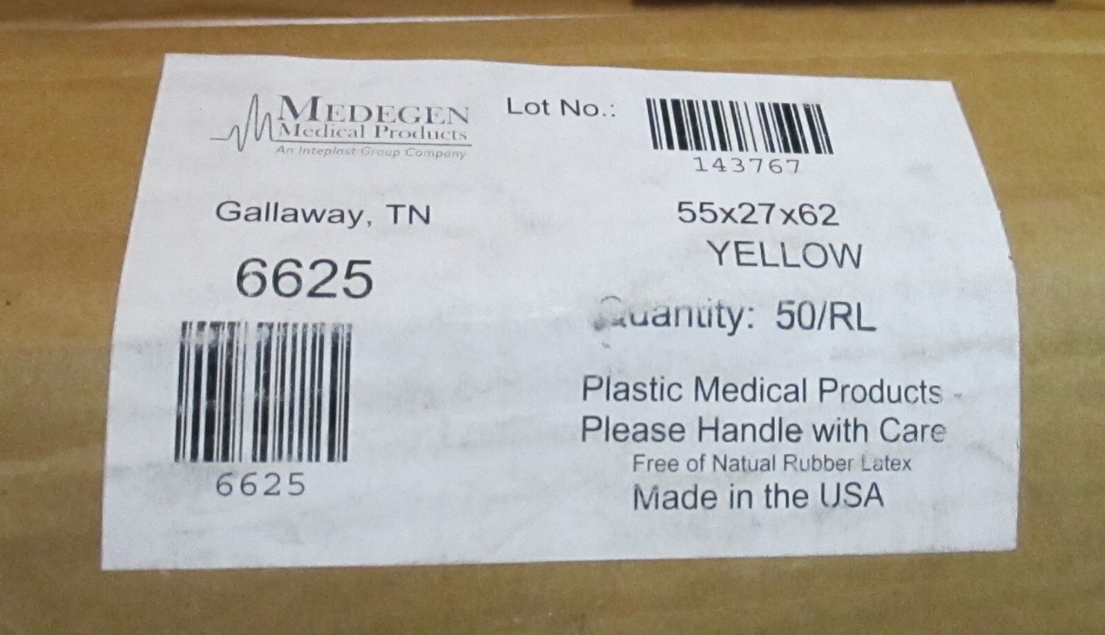 Medegen Medical MAI 6625 Cart Cover 55x27x62 in. 50/Roll Yellow Dust Cover