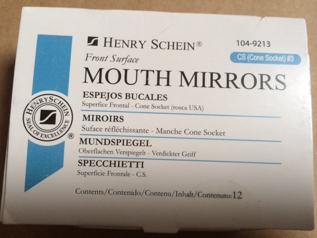 Dental Henry Schein Mouth Mirror front surface Cone Socket #3 12/Box , Miltex