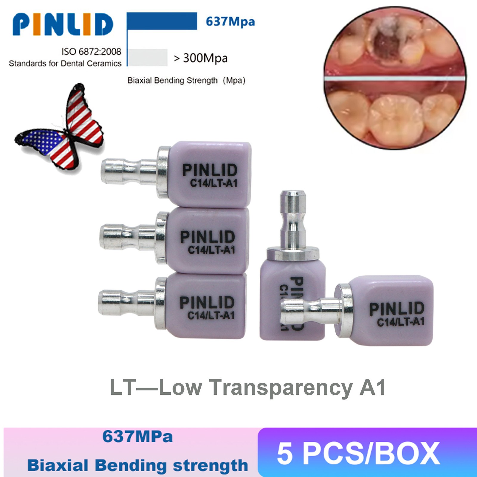 Lithium Disilicate Glass Ceramic IPS e.max CAD HT/LT Blocks For inLab C14/5pcs